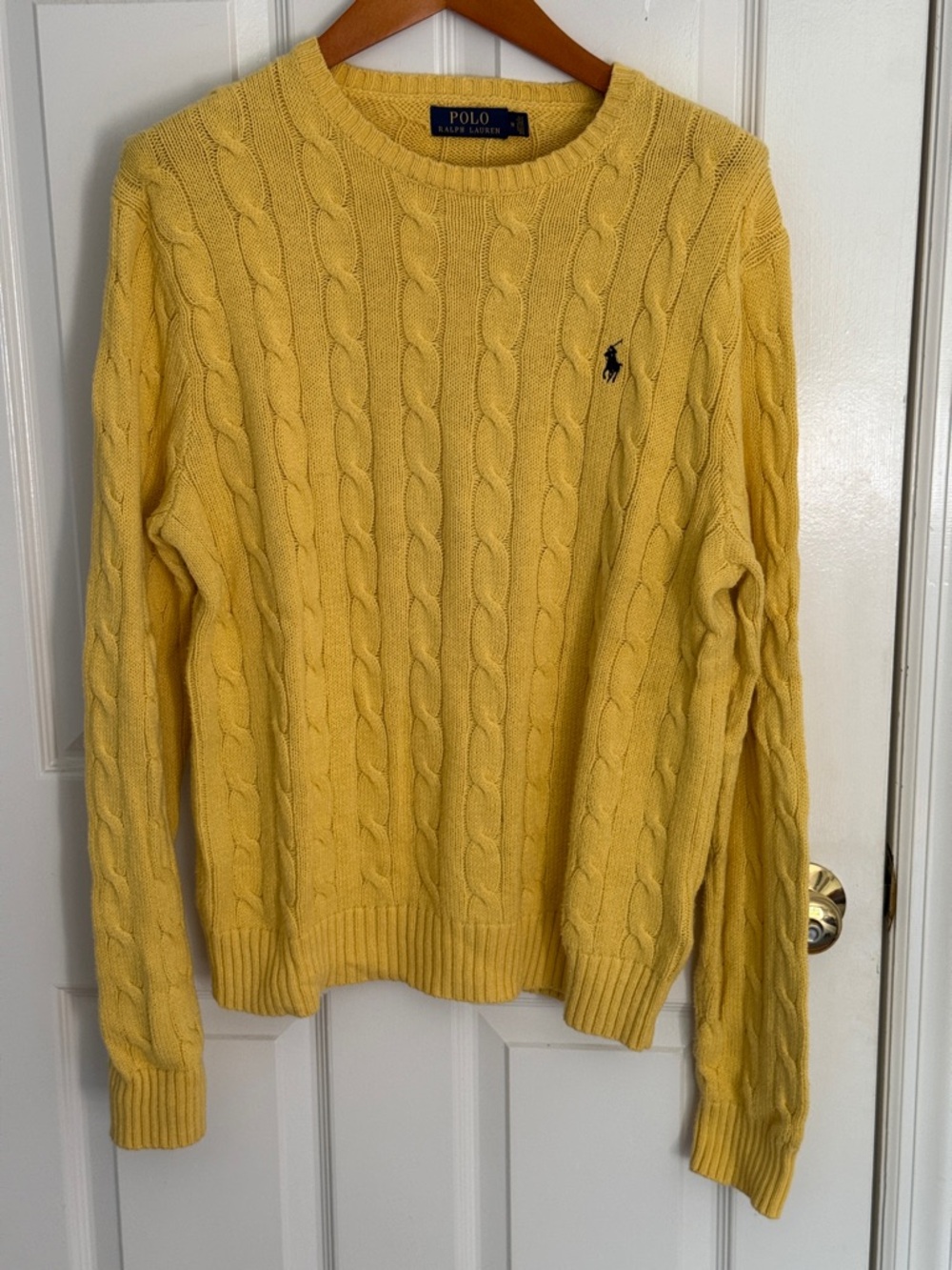 Ralph Lauren Yellow Cable-Knit Crewneck Sweater